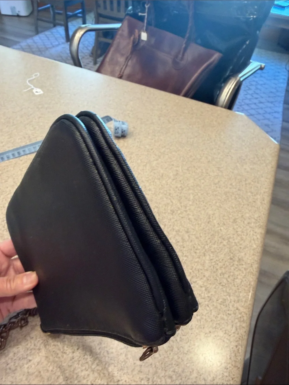 Guess Black Embossed Signature Wristlet with Chain and Heart Charm